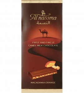 Al NAssma camel milk chocolate - macadamia orange