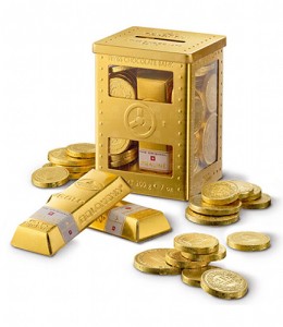Goldkenn - Mini Safe moedas e linguotes de chocolate