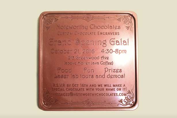 Noteworthy - chocolates gravados a laser