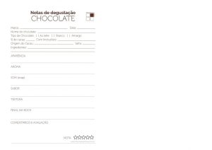 Ficha de notas de degustação de chocolates