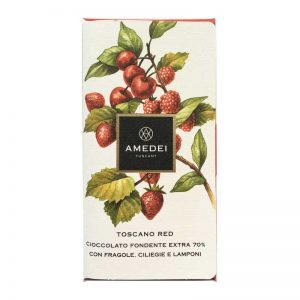 Amedei Toscano Red 70% cacau com cerejas, framboesas e morangos