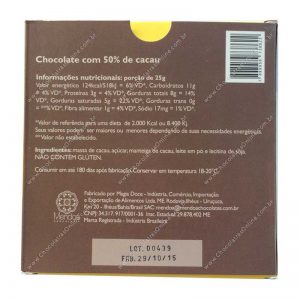 Mendoa Chocolate Ao Leite com 50% de Cacau (ingredientes e informações nutricionais)